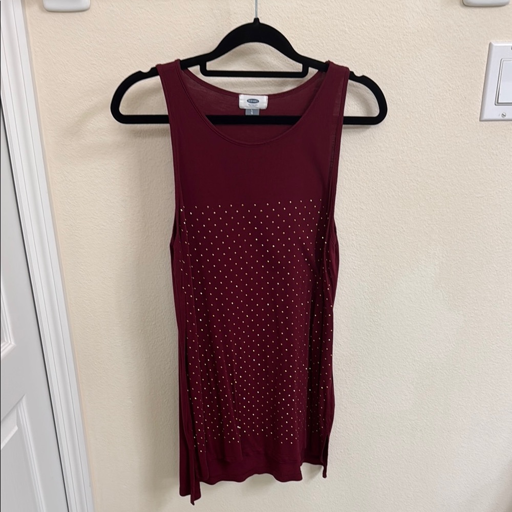Old Navy Burgundy Tank Top with Gold Accents